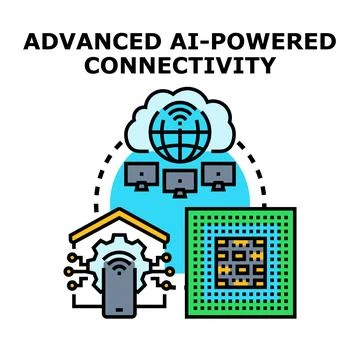 Advanced ai powered connectivity network processing concept Stock Illustration