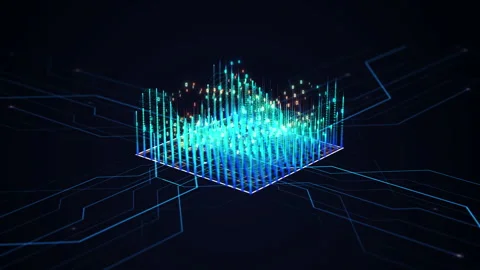 Advanced AI Quantum Processor Unit with Digital Data Visualization Stock Footage 332723751