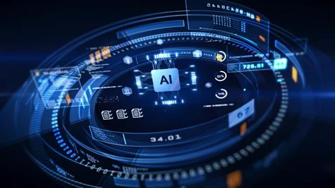 Advanced AI Technology Interface with Data Analytics Visualization, Stock Footage 273282734