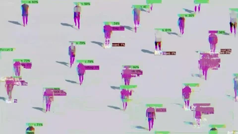 Advanced algorithms for identifying objects in a crowd. Data analytics. Stock Footage 315500082