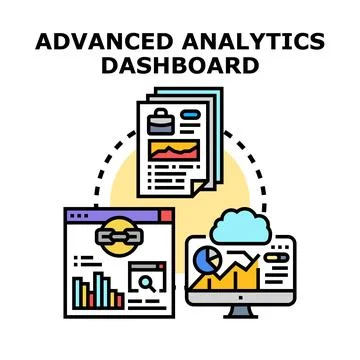 Advanced analytics dashboard displaying business data Stock Illustration