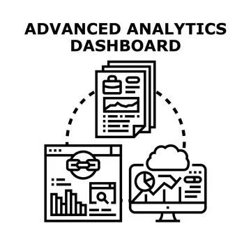 Advanced analytics dashboard displaying business data Stock Illustration