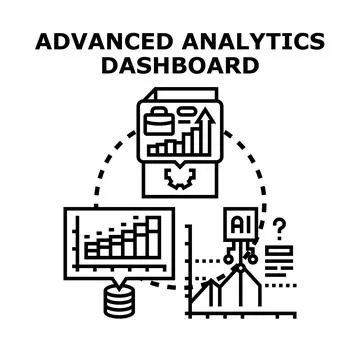 Advanced analytics dashboard displaying business data insights Stock Illustration