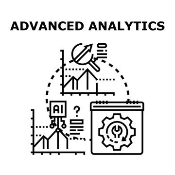 Advanced analytics interpreting data for business development Illustrazione stock