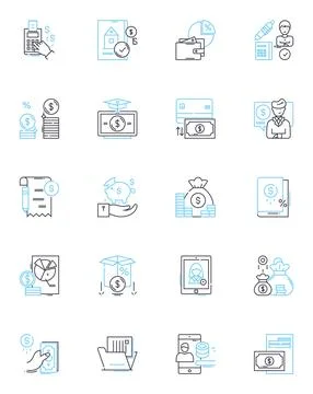 Advanced Analytics linear icons set. Predictive, Machine Learning, Artificial Stock Illustration