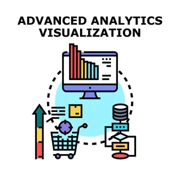 Advanced analytics visualization processing big data for business growth Stock Illustration