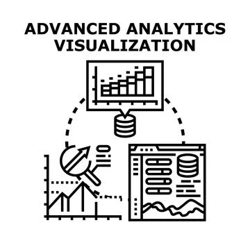 Advanced analytics visualization processing big data information Illustrazione stock