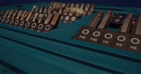 An advanced and complete Professional Drill Bit Set conveniently organized in a Stock Footage 297952610
