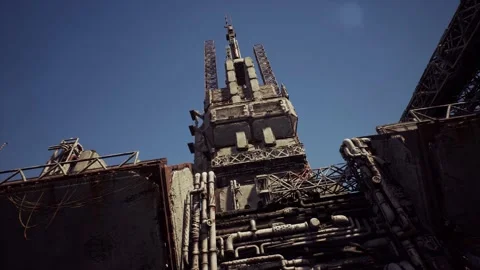 Advanced Architecture Shattered in Sci-Fi Ruins Stock Footage 151801935