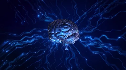 Advanced Artificial Intelligence Brain Circuit Technology Futuristic glowing cir Video stock 341903835