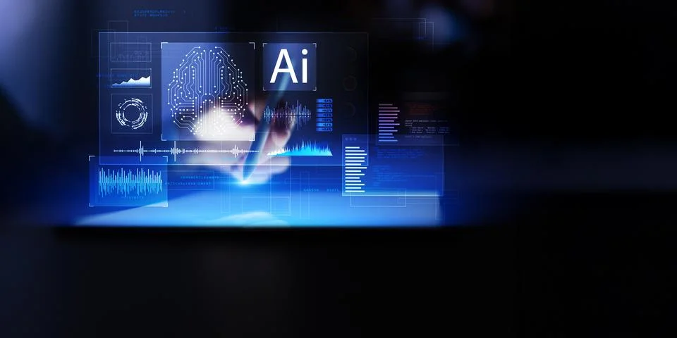 Advanced Artificial Intelligence System Visualization with Data Processing an Fotos de archivo