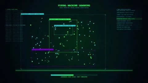 Advanced Artificial Intelligence Visual Data Processing HUD Stock Footage 346735787