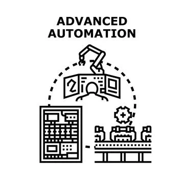 Advanced automation industrial process operating with smart technology Stock Illustration