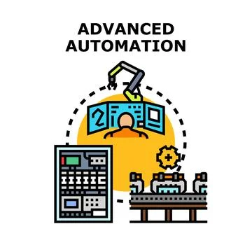 Advanced automation industrial process operating with smart technology Illustrazione stock