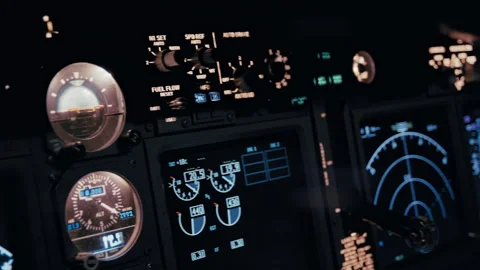 Advanced Avionics Dashboard Inside Modern Airplane Cockpit Vidéo 326180669