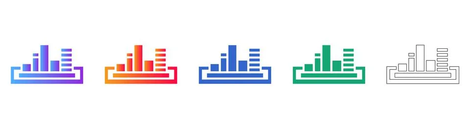 Advanced Bar Chart Analytics Icon Set Illustrazione stock