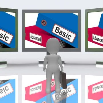 Advanced Basic Folders Screen Mean Program Features 3d Rendering Stock Illustration