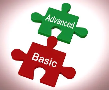 Advanced basic puzzle means programme features and costs Illustrazione stock