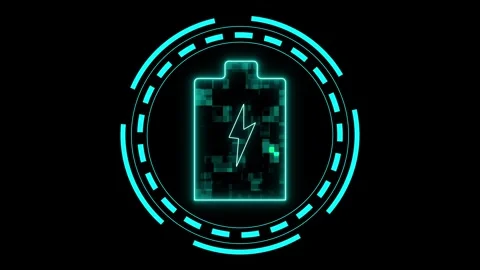 Advanced battery icon visualizes technical electrical energy storage. Moder.. Stock Footage 337370398