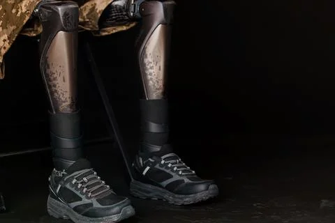 Advanced Bionic Leg Prosthesis Showcasing Cutting-Edge Technology and Moder.. Stock Photos
