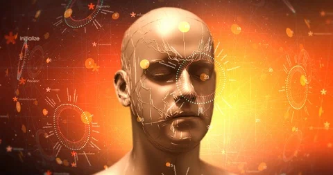 Advanced Bionic Robot Head Rotating Slow... | Stock Video | Pond5