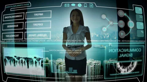 Advanced Business Communication Touch Screen International Trade Forecasting CG Stock Footage