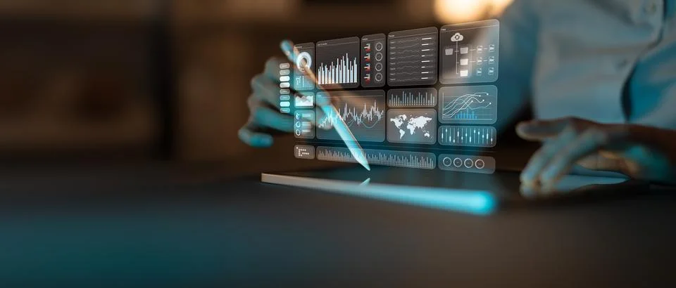Advanced Business Intelligence Dashboard with Real-Time Data Analytics and .. Stock Photos