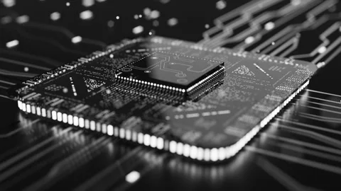 Advanced chip for AI, big data and cybersecurity Stock Footage 338985697