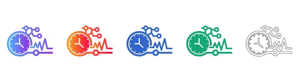 Advanced Clock Pulse Data Icons Stock Illustration