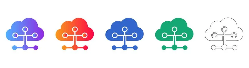 Advanced Cloud Server Network Icons Illustrazione stock