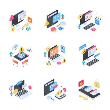 An advanced collection of smart engineering, robotic automation, and digital Illustrazione stock