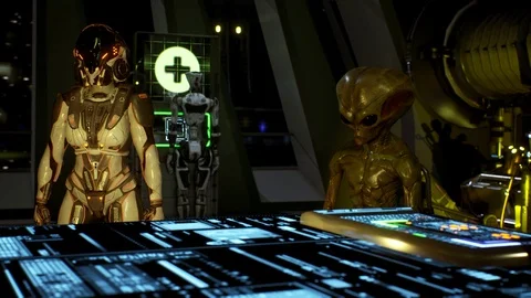 Advanced Command Center Hosts Hologram Transmission Stock Footage 113172028