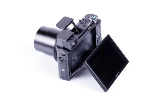 Advanced compact camera Sony DSC-RX100 M5 isolated on white Stock Photos
