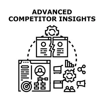 Advanced competitor insights analyzing business market strategy Stock Illustration