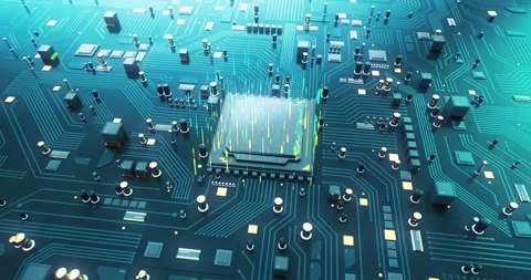 Advanced Computer Chip Processing AI Data. Futuristic Technology. Stock Footage 264682767
