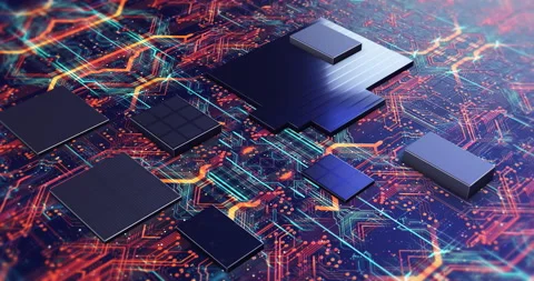 Advanced Computer Cpu Motherboard. Artificial Intelligence And Cloud Computing. Stock Footage 191227560