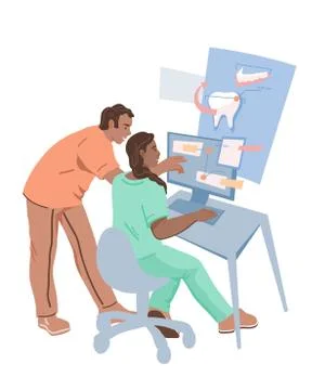 Advanced computer high technology for dental practice vector illustration. Illustrazione stock