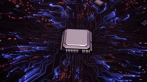 Advanced Computer Processors CPU circuit board Big Data Transmission Connection. Stock Footage 278807988