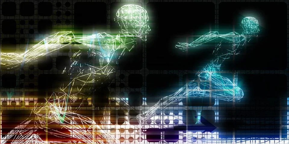 Advanced Computing Systems Transform Technological Intelligence Race Illustrazione stock