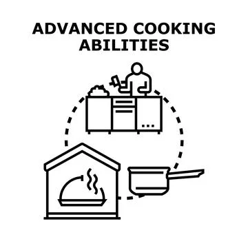 Advanced cooking abilities showing culinary expertise process Stock Illustration