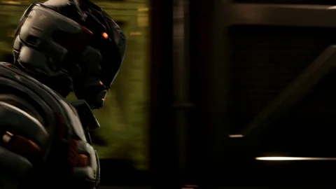 Advanced Corridor Scene: Cyborg in Sci-Fi Environment Vidéo 115200206