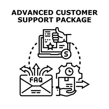 Advanced customer support package offering online services Stock Illustration