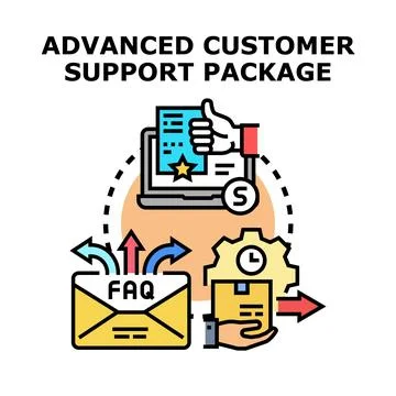 Advanced customer support package offering online services Stock Illustration