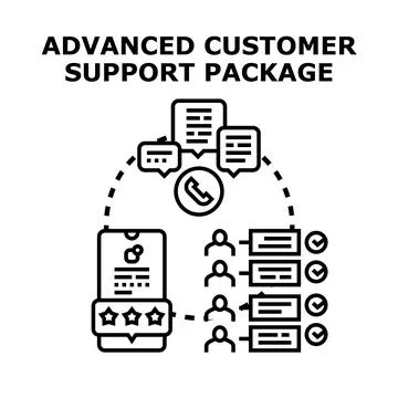 Advanced customer support package offering premium service options Stock Illustration
