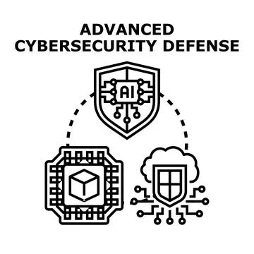 Advanced cybersecurity defense integrating ai data and cloud protection Stockillustratie