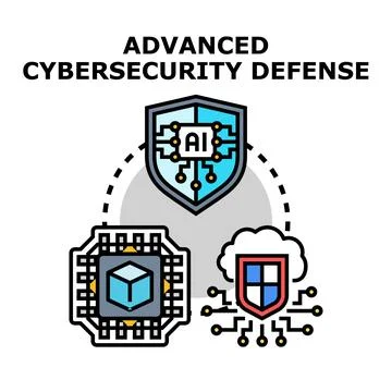 Advanced cybersecurity defense integrating ai data and cloud protection Illustrazione stock