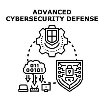 Advanced cybersecurity defense protecting digital data and network 스톡 일러스트