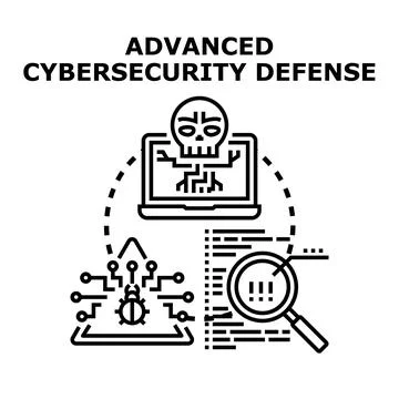 Advanced cybersecurity defense protecting network data from attack イラスト素材
