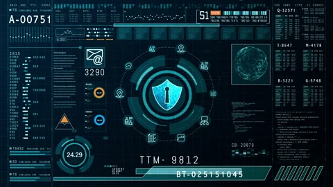 Advanced Cybersecurity Interface with Global Network Protection Stock Footage 273281255