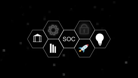 Advanced cybersecurity SOC icons map global data privacy networks. Modern c.. Stock Footage 337817431